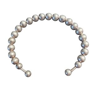 Silvertone Beaded Cuff Bracelet Classic